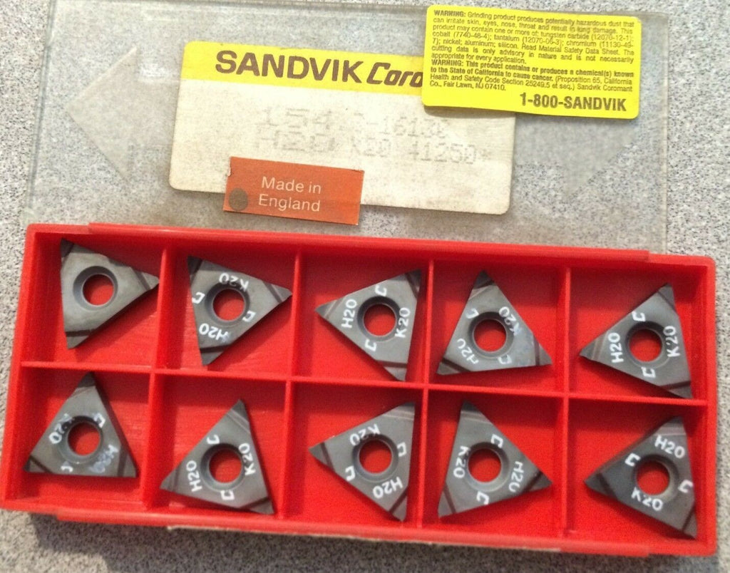 SANDVIK Coromant 154 3 16130 H20 K20 Lathe Carbide Inserts 10 Pcs New Tools