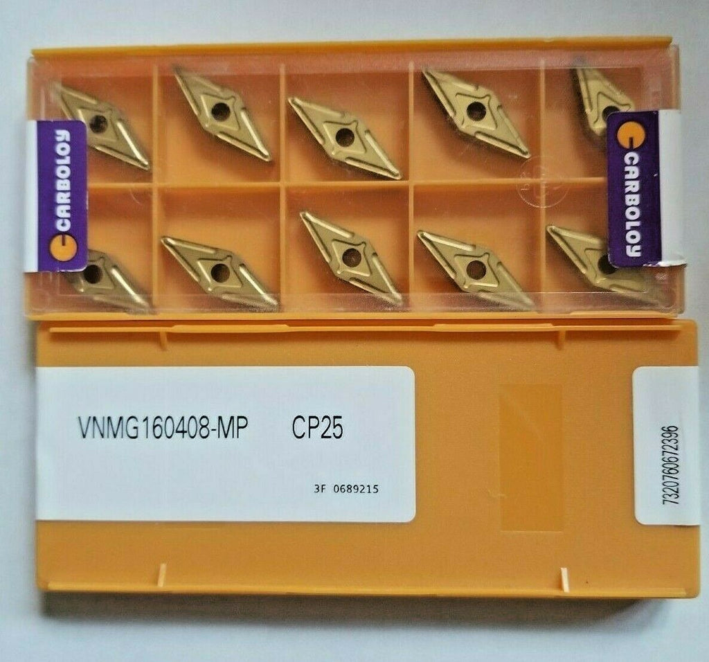 10 Pcs CARBOLOY VNMG 160408-MP CP25 Carbide Inserts Lathe Tools New Gold