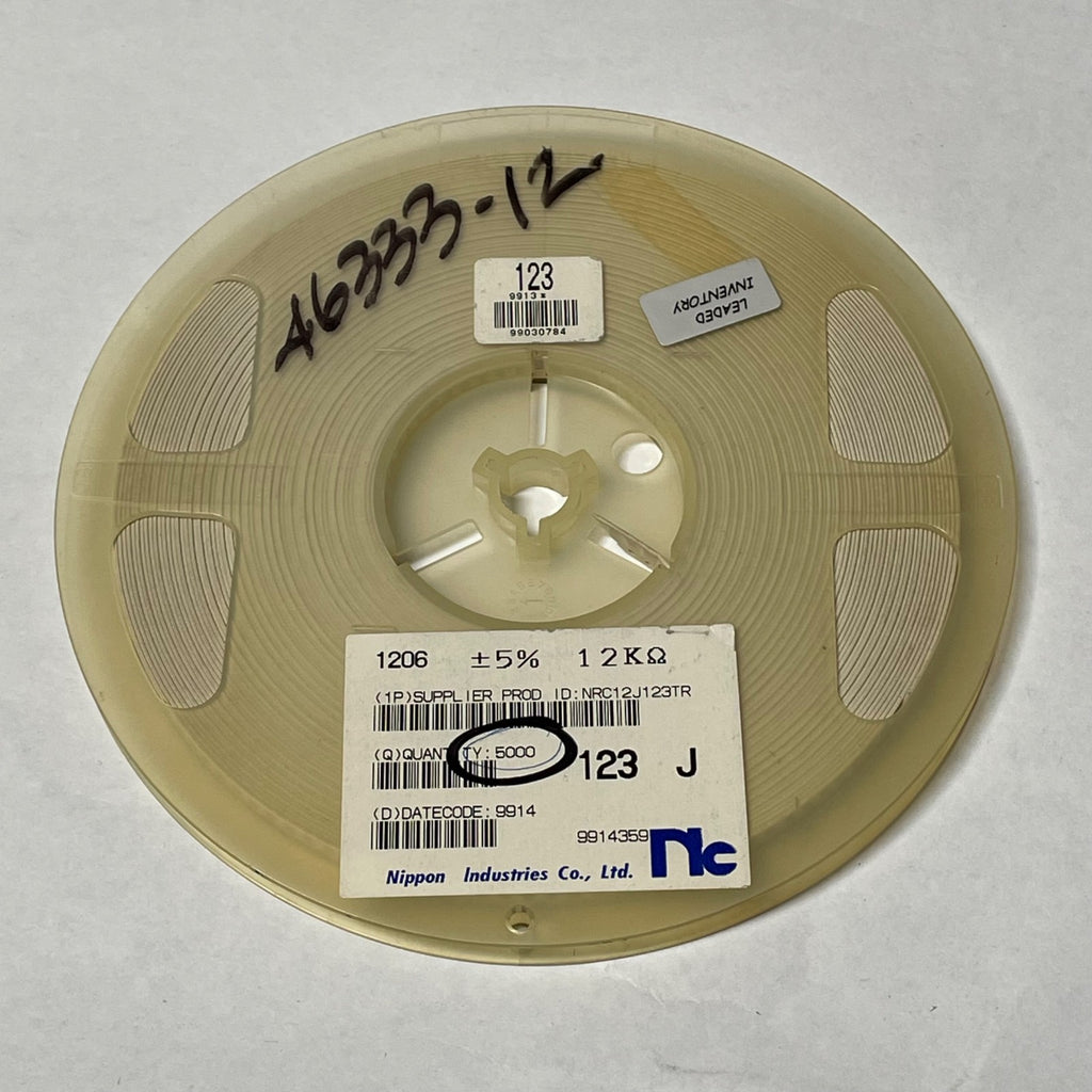 Reel of 5000 Nippon Industries NRC12J123TR 1206 +/- 5% 12K Ohm 46333-12