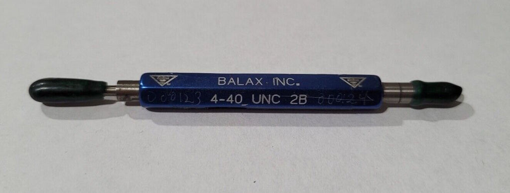 4-40 UNC 2B BALAX GO & NO GO Thread Plug Gage GO P.D. .0958 & NOGO .0991