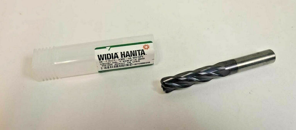Hanita WIDIA Solid Carbide End Mill 3/8" x 1.3/8 x 3 Brand New 4 Flutes