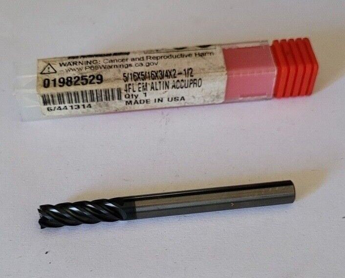 Accupro 5/16 x 5/16 x 3/4 x 2-1/2 4FL EM ALTIN Carbide Square End Mill 01982529