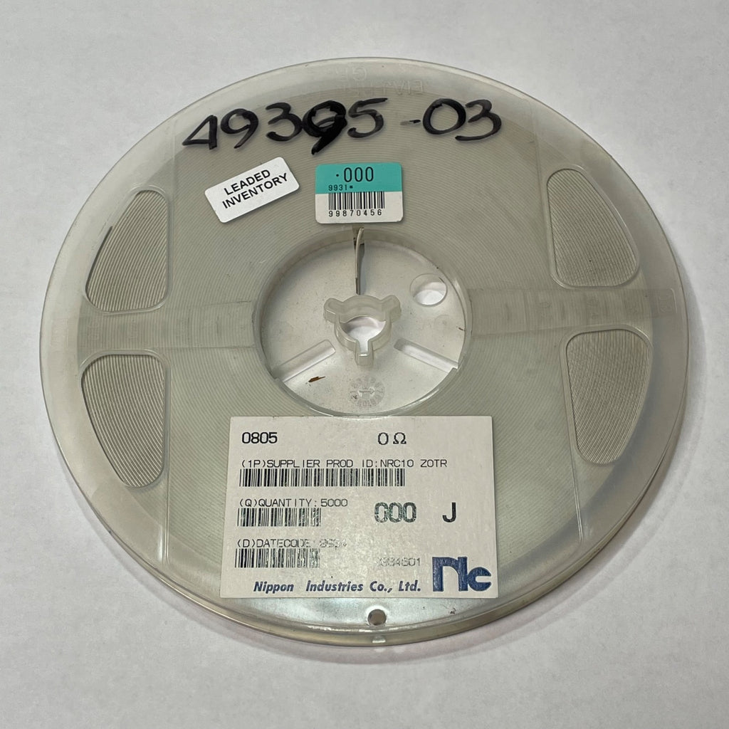 Reel of 5000 Nippon Industries NRC10 Z0TR 0805 0 Ohm Thick Film SMD 49395-03