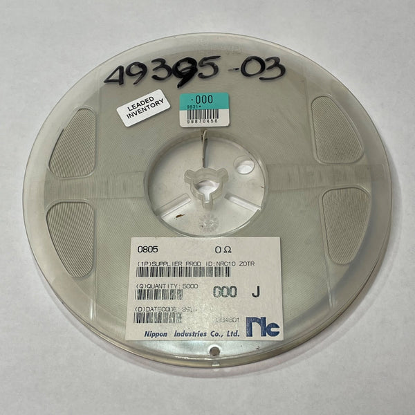 Reel of 5000 Nippon Industries NRC10 Z0TR 0805 0 Ohm Thick Film SMD 49395-03