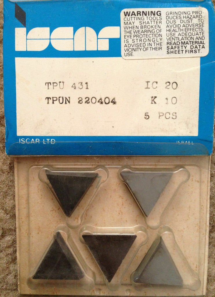ISCAR TPU 431 IC 20 K10 Carbide Inserts 5 Pcs Lathe Mill Tools New
