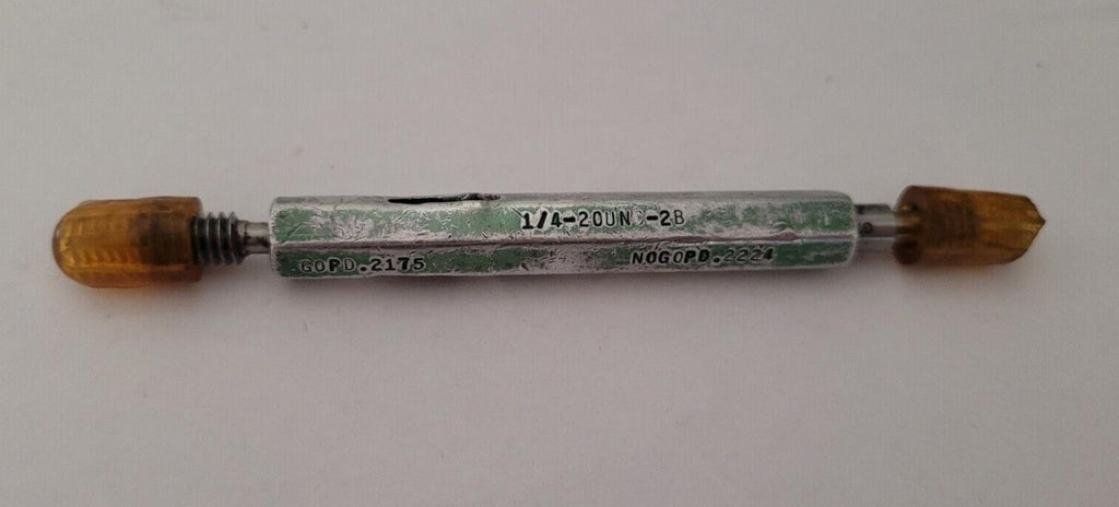 1/4-20 UNC 2B GO & NO GO Thread Plug Gage GO P.D. .2175 & NOGO PD .2224