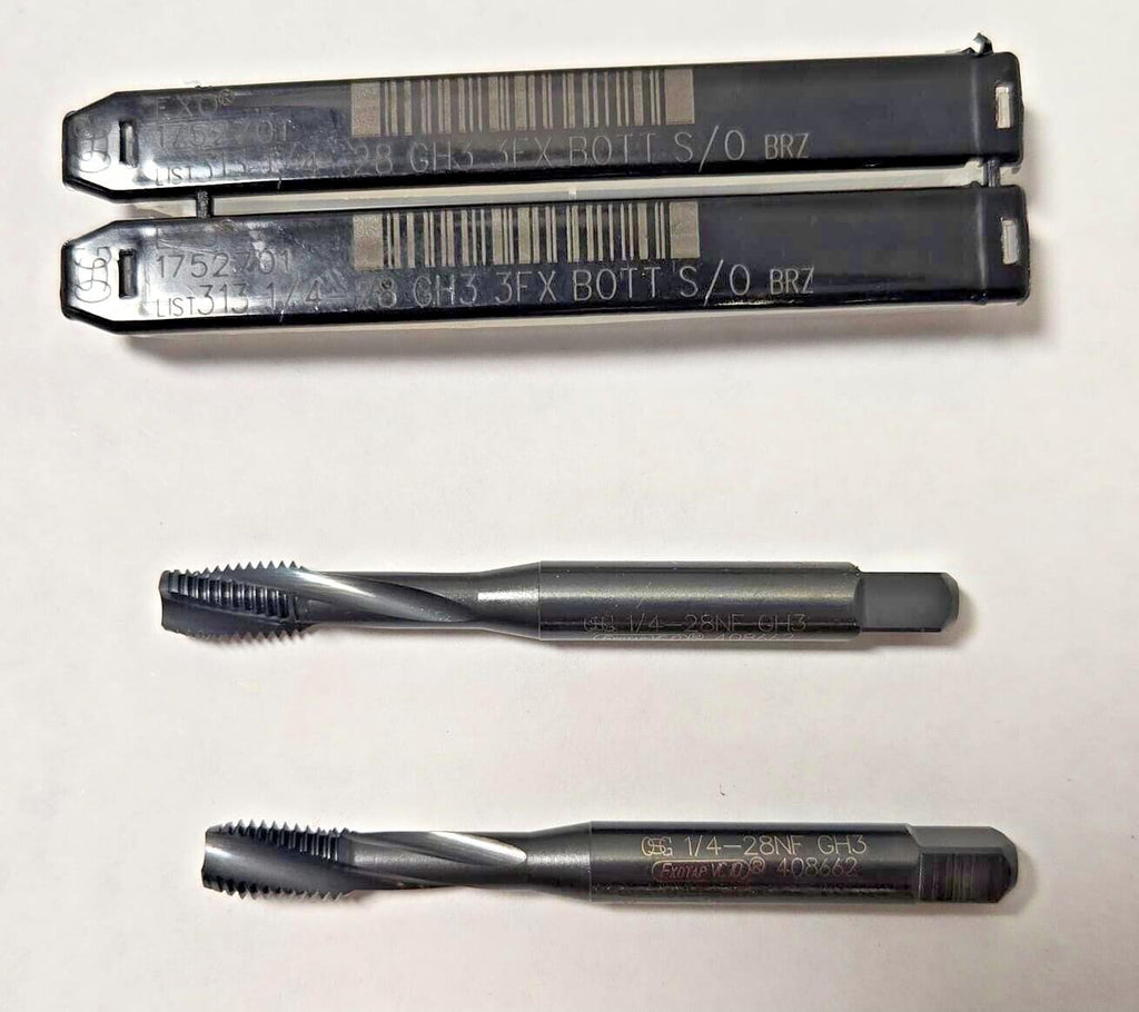 Lot of 2 OSG 1/4-28 GH3 3FX BOTT Hand Tap EXO 1752701 S/O NEW