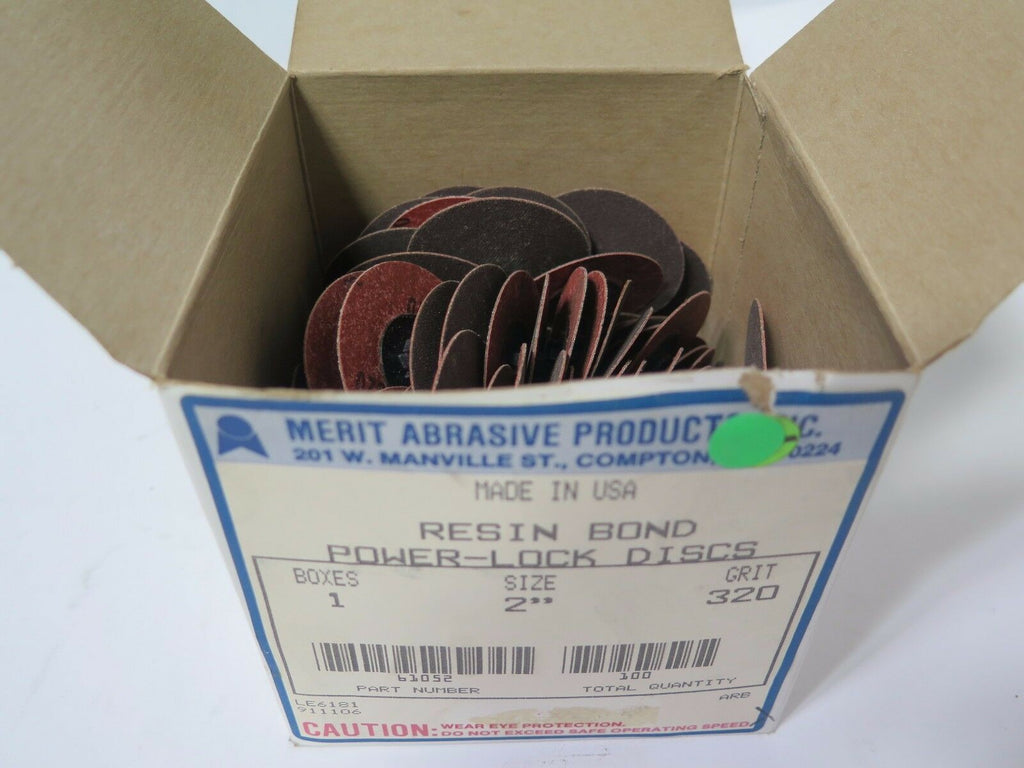 100 Pcs MERIT Resin Bond Power-Lock Discs 61052 2" 320 Grit Brand New