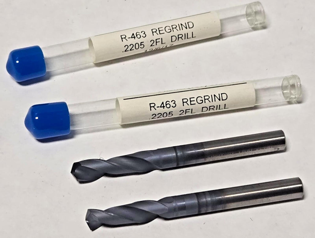 Lot of 2 .2205 2 FL Regrind R-463 Drill Carbide