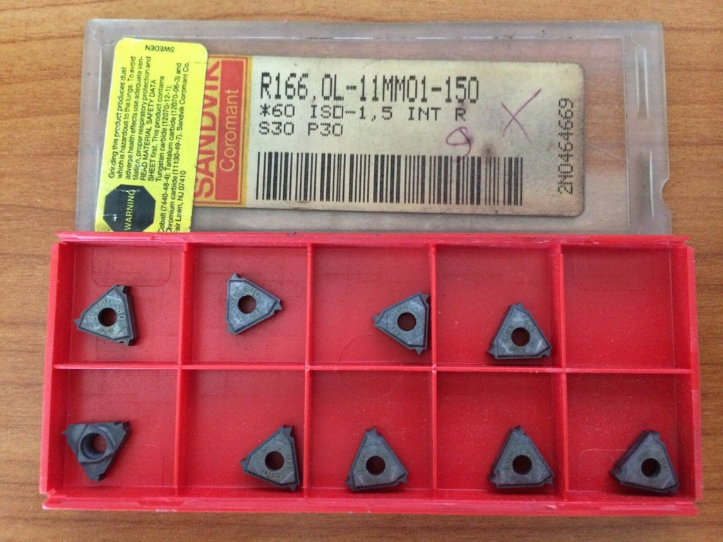 SANDVIK Coromant R166.OL 11MMO1 150 60 ISO S30 P30 Mill Lathe Carbide 9 Inserts