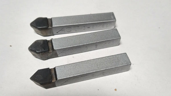 ACT Brazed Tipped Carbide Lathe Tool Bit 3/8" Shank D-6 K68 USA Made Lot of 3