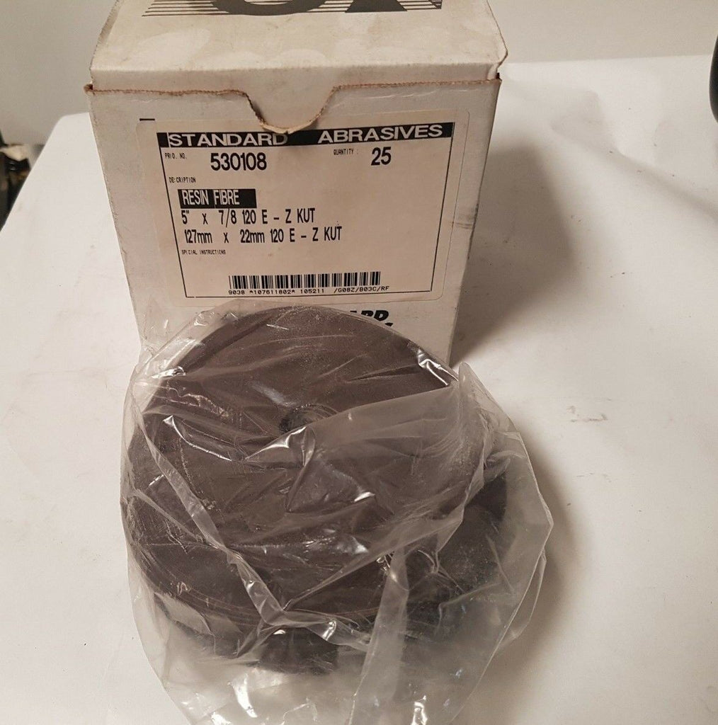 25 Pcs Standard Abrasives 5" 7/8" 120 Resin Fibre Disc Scotch Hole 530108 New