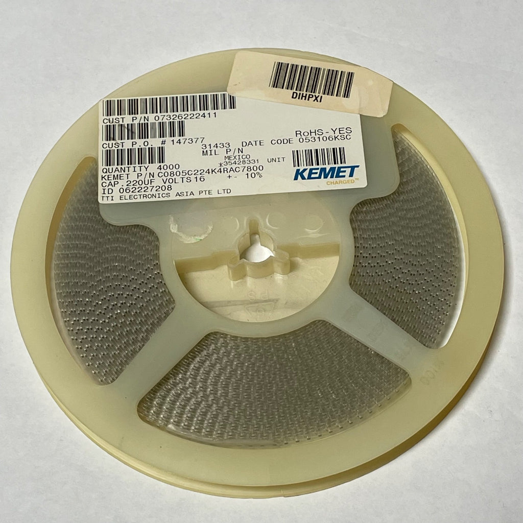 Reel of 3500 KEMET C0805C224K4RAC7800 Capacitor 0.220UF 16V +/- 10% NO-IEE