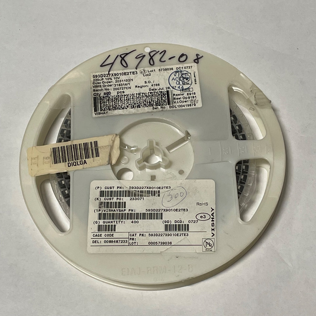 Reel of 200 VISHAY 593D227X9010E2TE3 220uF 10% 10V 48982-08