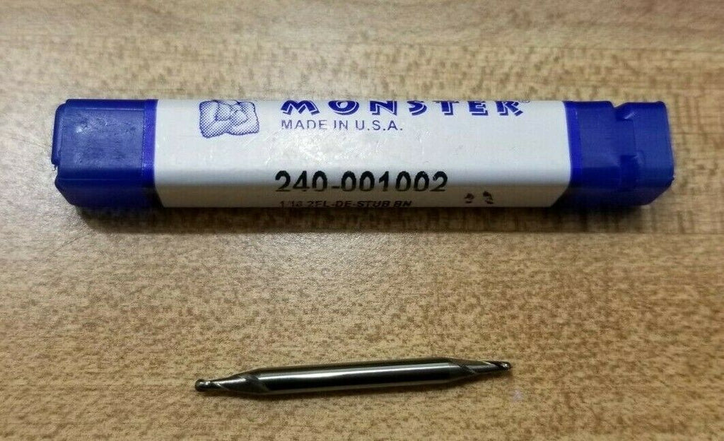 Mill Monster 240-001002 1/16 2 FL Double End Stub Ball End Mill Carbide USA