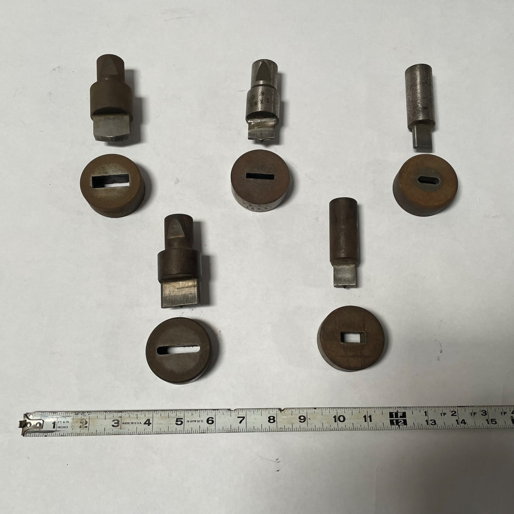 Set of Punch and Die Tooling Mixed Shapes and Sizes Industrial Metalworking