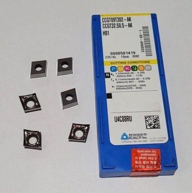 6 Pcs KORLOY CCGT09T302 -AK H01 Carbide Inserts CCGT32.50.5
