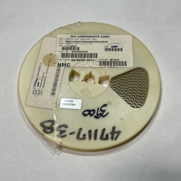 Reel of 3000 NIC COMPONENTS NMC1206X7R562K50TRPLPM4K 560nF Capacitor 47117-38
