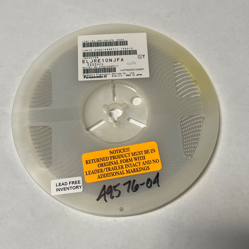 Reel of 3000 Panasonic ELJRE10NJFA INDUCTOR 10NH 5% 0603 SMD 49576-04