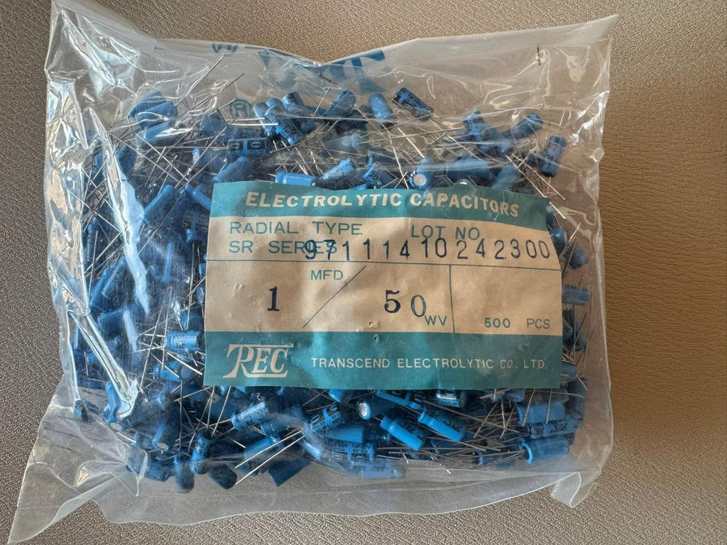 REC Radial Type Electrolytic Capacitors 1uF 50V 1MFD 50WV New Lot of 500 Pcs