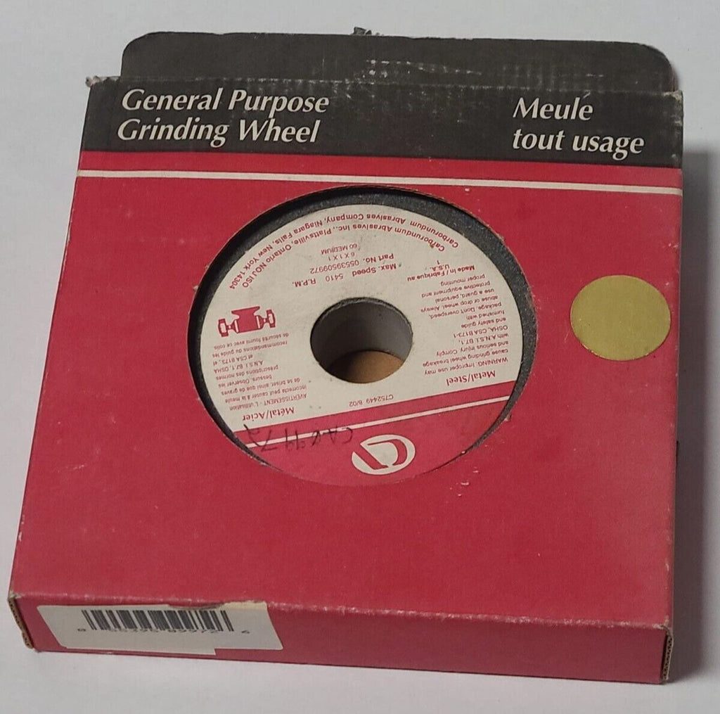 Carborundum 6 x 1 x 1" Metal Steel Grinding Wheel 5410 RPM 60 MEDIUM