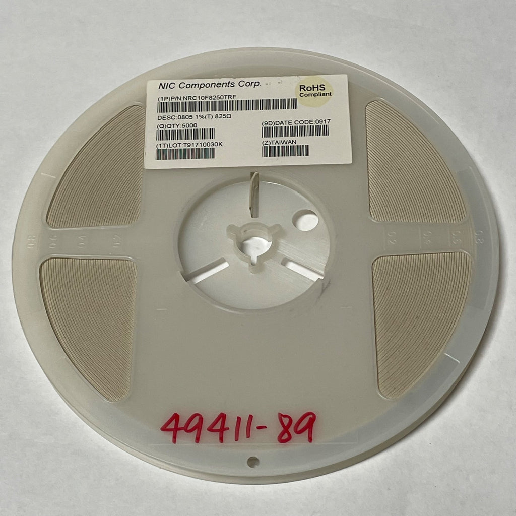 Reel of 5000 NIC COMPONENTS NRC10F8250TRF 0805 1% 825 Ohm Resistor 49411-89