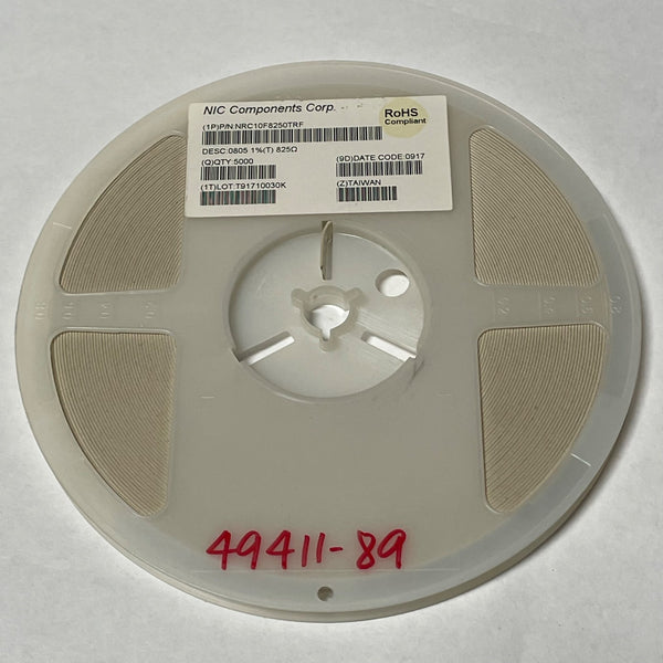 Reel of 5000 NIC COMPONENTS NRC10F8250TRF 0805 1% 825 Ohm Resistor 49411-89