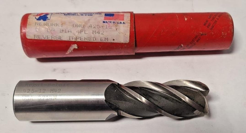 Regal Beloit 4 Flutes End Mill High Speed Steel HSS USA 1" Shank New
