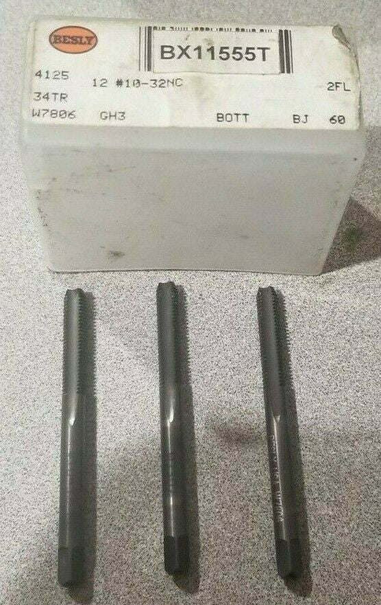 Lot of 3 Besly Tap 10-32 NC 4125 GH3 2 FL BOTT W7806 HS Made in USA