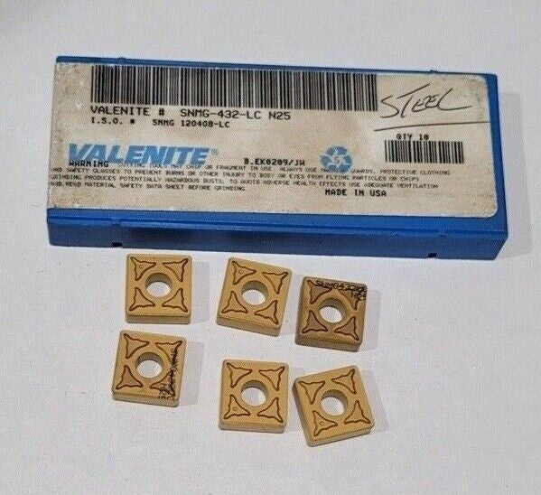 6 Pcs VALENITE SNMG 432 LC N25 Indexable Carbide Inserts Turning Tool 120408LC