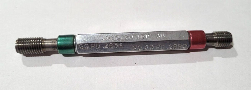 .3125-24/ 5/16-24 UNF 3B  GO & NO GO Thread Plug Gage GO P.D. .2854 & NOGO .2890