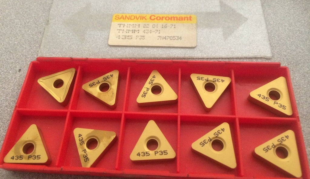 SANDVIK Coromant TNMM 434-71 22 04 16-71 435 P35 Lathe Carbide Inserts 10Pc Gold