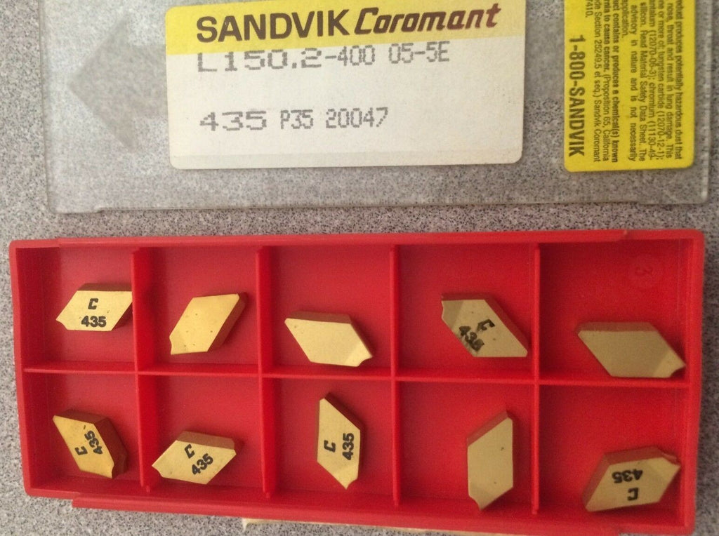 SANDVIK Coromant L150.2 400 05-5E 435 P35 Grooving Lathe Carbide 10 Inserts Gold