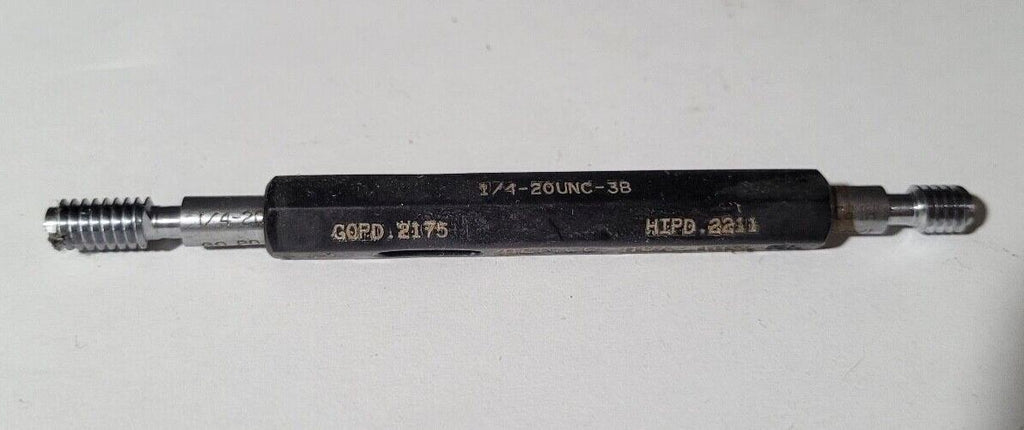 1/4-20 UNC-3B GO & NO GO Thread Plug Gage GO P.D. .2175 & HIPD .2211