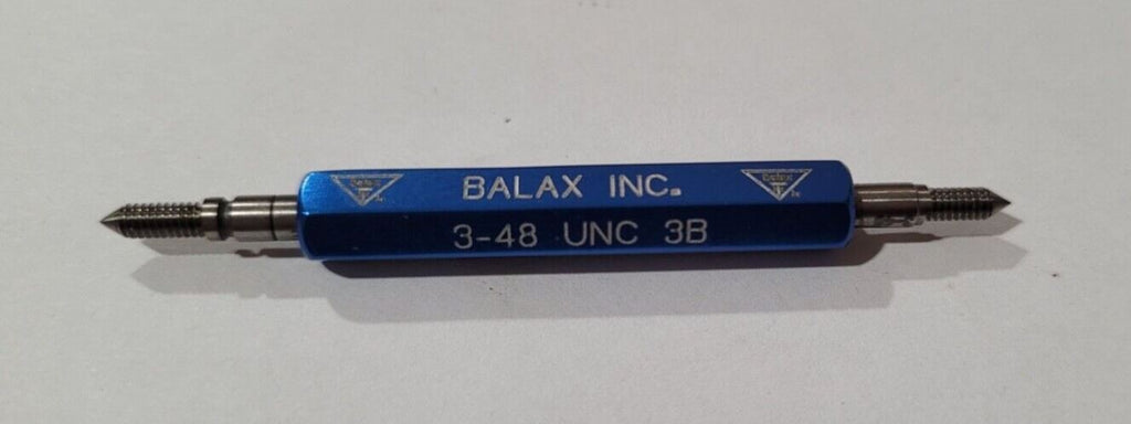 3-48 UNC-3B BALAX INC. GO & NO GO Thread Plug Gage GO P.D. .0855 & NOGO .0877