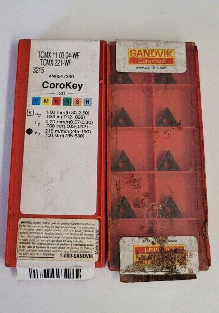 10 Pcs SANDVIK Coromant TCMX 221-WF 11 03 04-WF 3215 Lathe Carbide Inserts