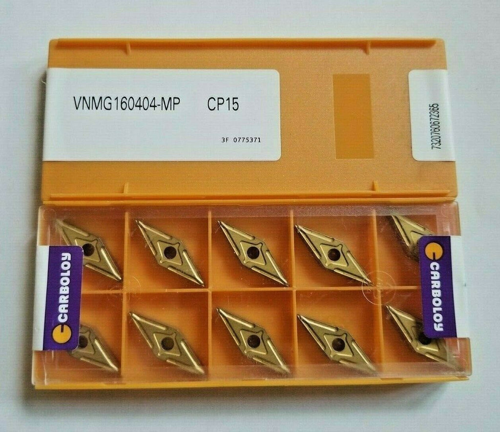 10 Pcs CARBOLOY VNMG 160404-MP CP15 Carbide Inserts Lathe Tools New Gold