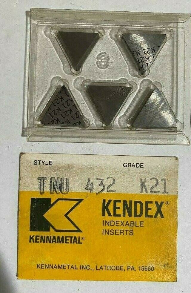 5 KENNAMETAL TNU 432 K21 Indexable Kendex Carbide Inserts Lathe Turning Mill