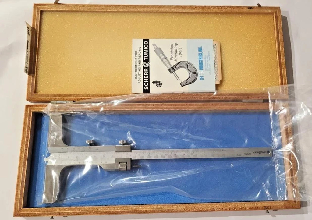 Scherr Tumico Caliper Dial Depth Gage Gauge Case 6" 15 cm 1/1000 in 1/50 mm