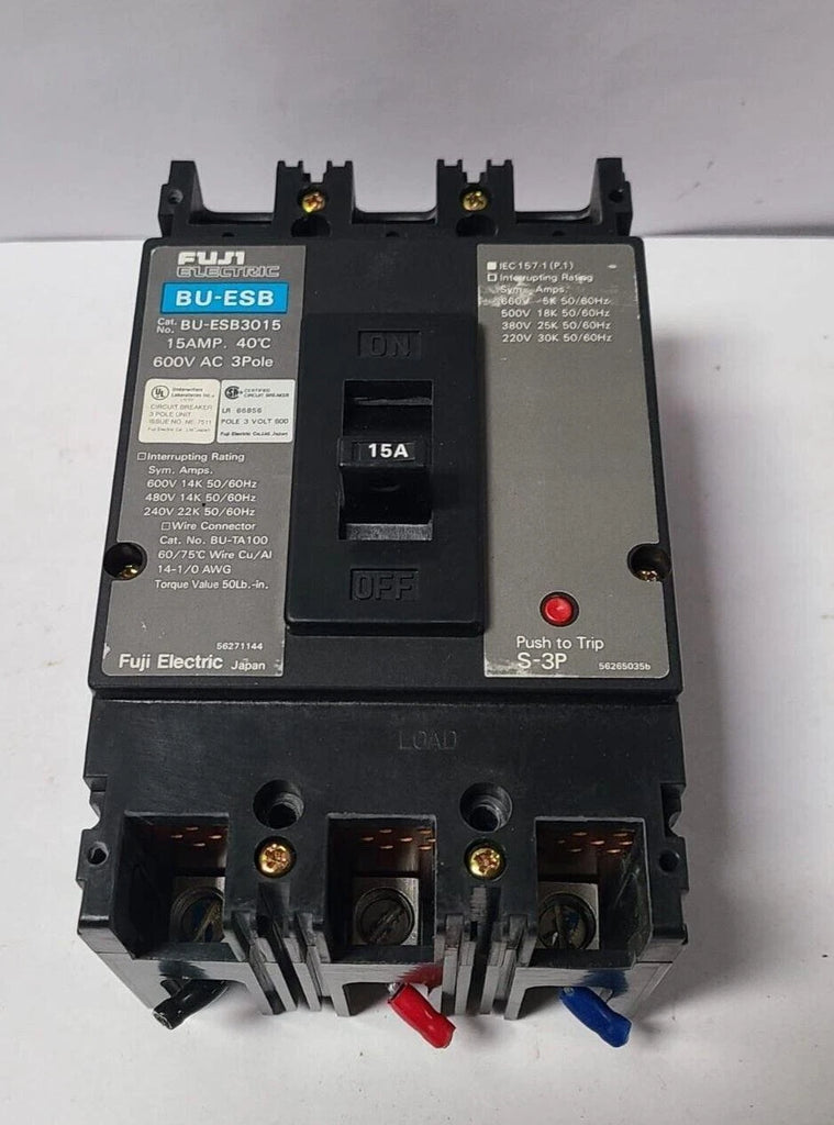 Fuji BU-ESB 3015 Circuit Breaker 15 Amp 600 VAC 3 Pole BU-ESB3015