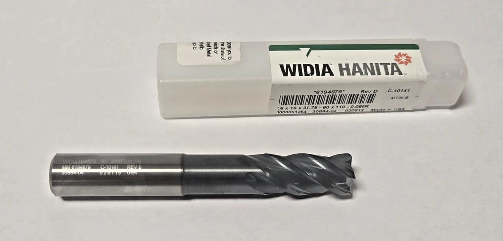 16 mm WIDIA HANITA SOLID CARBIDE END MILL 4 FLUTE TOOL BIT 0.060R 31.75-60 x 110