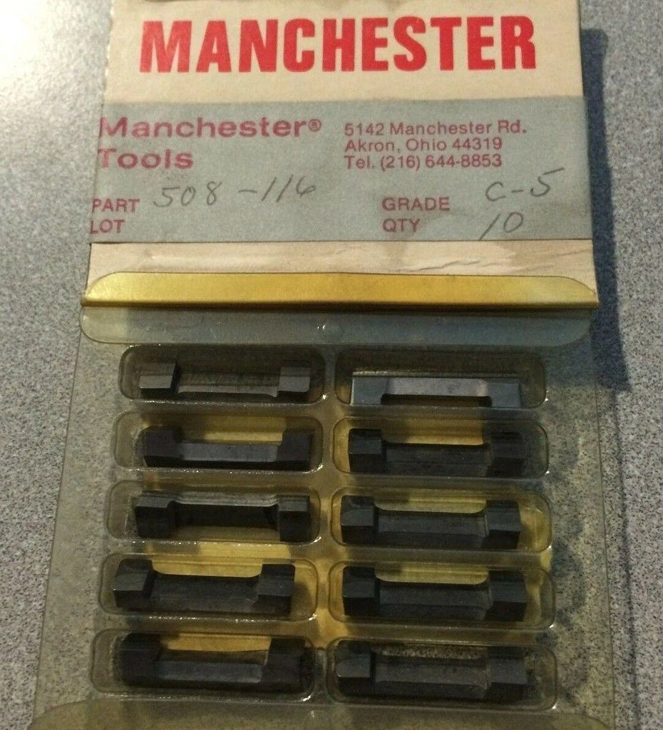 MANCHESTER 508 116 C-5 Grooving Lathe Carbide Inserts 10 Pcs New