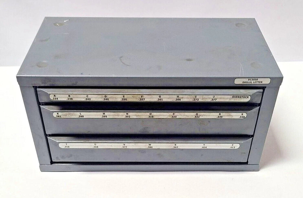 HUOT #13050 FRACTIONAL FULL Twist DRILL BITS DISPENSER ORGANIZER CABINET