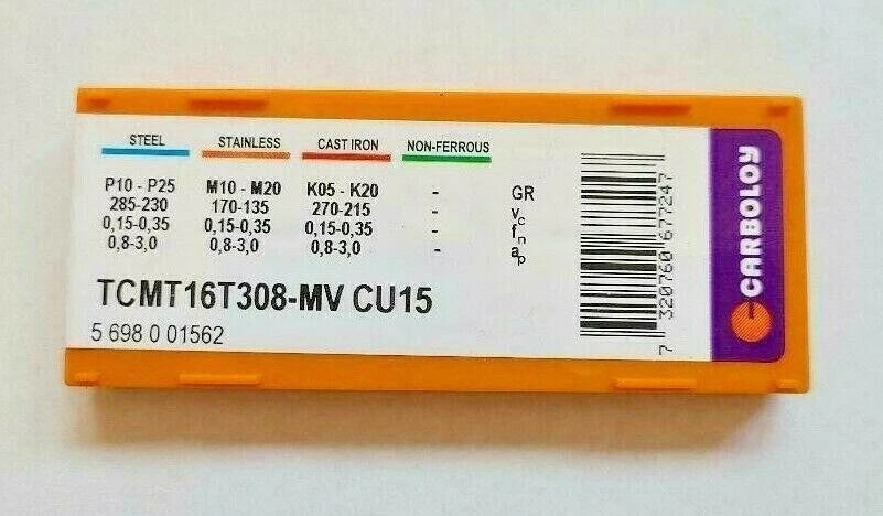 10 Pcs CARBOLOY TCMT 16T308-MV CU15 Carbide Inserts Lathe Tools New