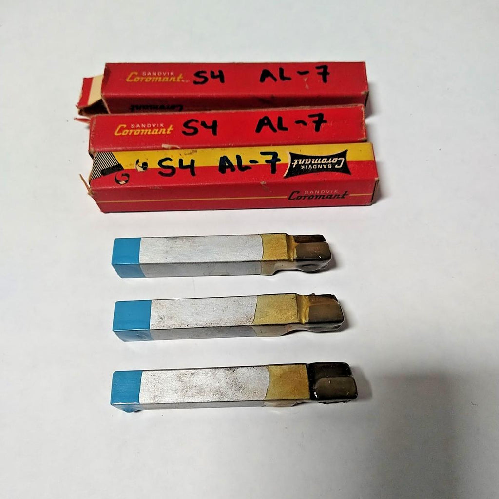 Sandvik Coromant Brazed Tipped Carbide Lathe Tool Bit 7/16" Shank S4 AL-7 3pcs