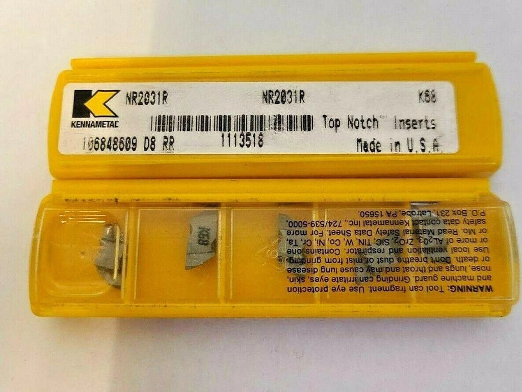 Kennametal 5 Pcs Carbide Top Notch Grooving Inserts NR 2031 R K68 USA New