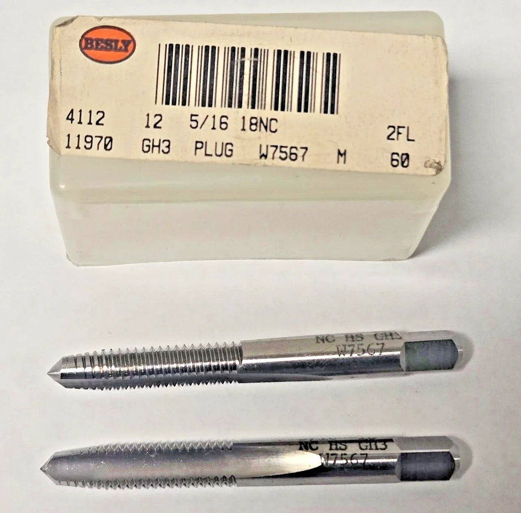 Lot of 2 Besly Tap 5/16 - 18 NC GH3 Plug 2 FL Brand New USA Made