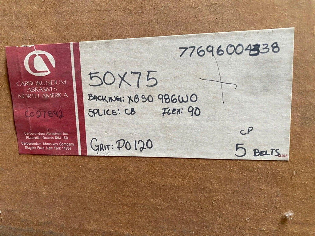 Carborundum Abrasives 50" X 75" Sanding Belts Qty 5 Grit 120 Flex 90 Brand New