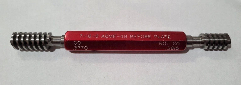 7/16-8 ACME-4G BEFORE PLATE GO & NO GO P.D. .3770 & NOGO P.D. .3815