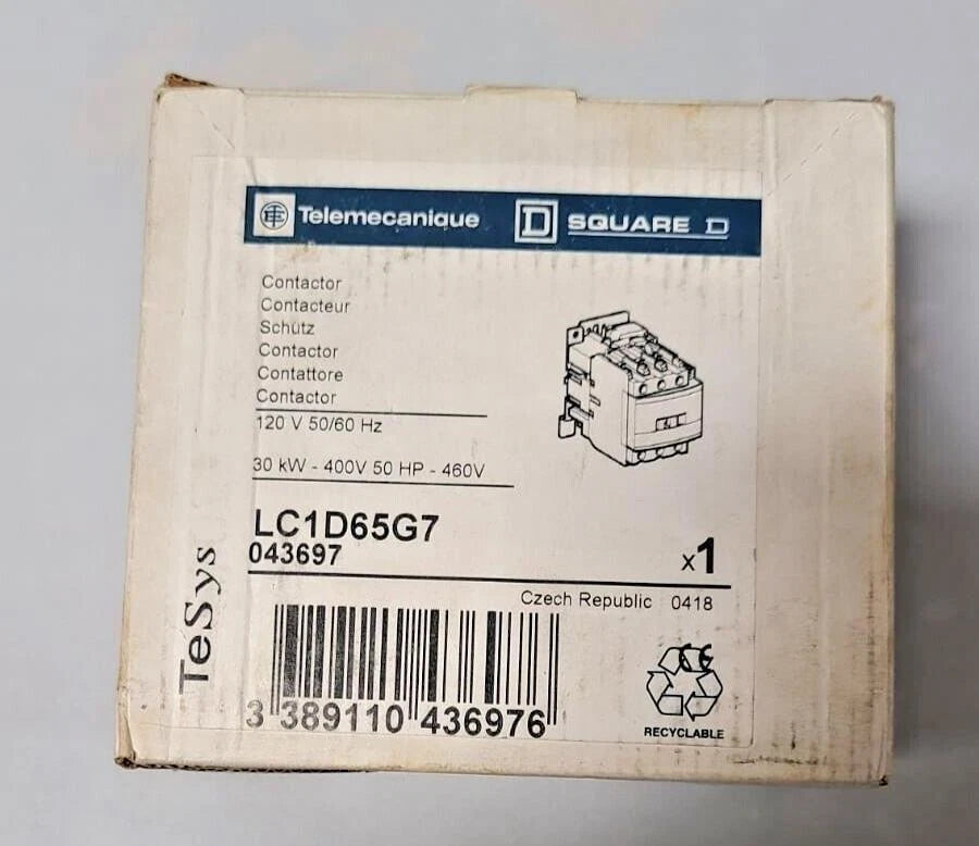 SQUARE D LC1D65G7 SCHNEIDER ELECTRIC TELEMECANIQUE CONTACTOR